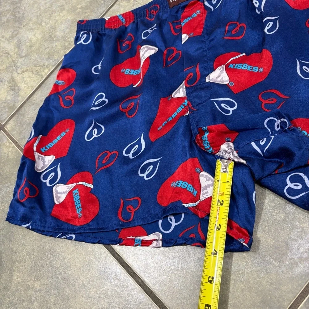 Luxury 100% Silk Mens Boxer Blue Hersey’s Sz M Vintage Cute Holiday Romantic